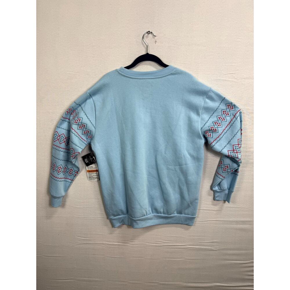 Disney Stitch Merry Stitchmas Christmas Sweatshirt Mens Large Blue Crew Neck - Picture 2 of 11